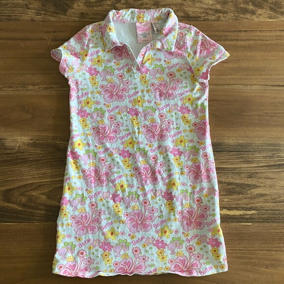 Barbie X Forever 21 Kids Tropical Print Polo Dress Girls’ 13/14 - Picture 1 of 7
